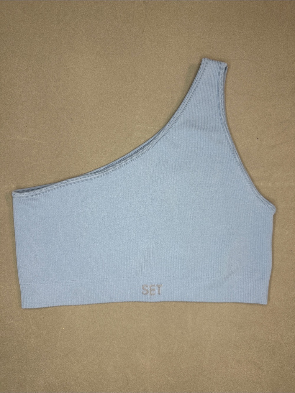 SET Active One-Shoulder Ribbed Bandeau in Light Blue S